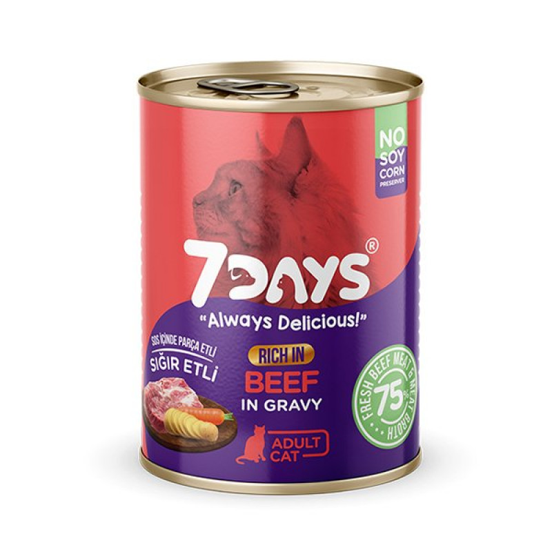 7Days 415 Gr Tahılsız Taze Sığır Etli Soslu Yetişkin Cat | Tahılsız Kedi Yaş Maması 7Days 415 Gr Tahılsız Taze Sığır Etli Soslu Yetişkin Cat | Tahılsız Kedi Yaş Maması