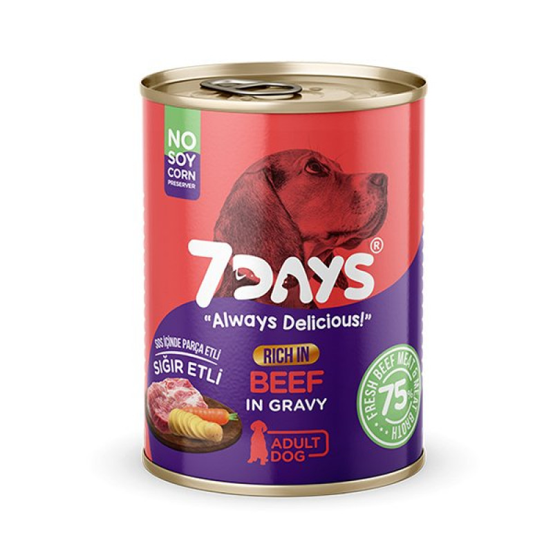 7Days 415 Gr Tahılsız Taze Sığır Etli Soslu Yetişkin | Yetişkin Köpek Konserve Maması 7Days 415 Gr Tahılsız Taze Sığır Etli Soslu Yetişkin | Yetişkin Köpek Konserve Maması