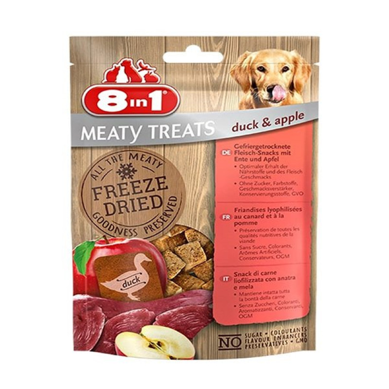 8in1 50 Gr Meaty Treats Freeze Dried Duck & Apple | Kurutulmuş Köpek Ödül Maması