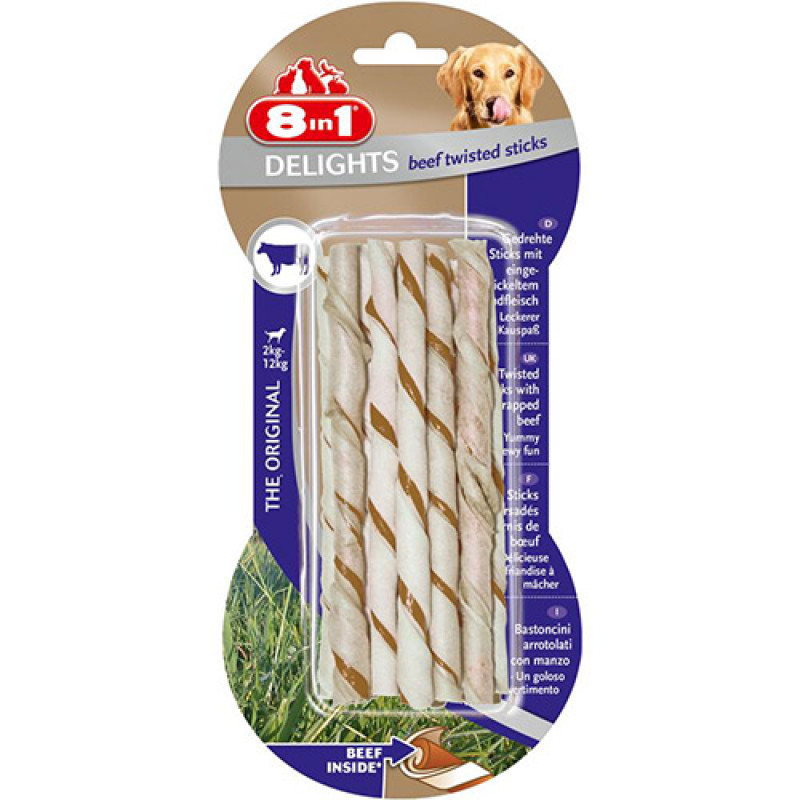 8in1 Delights Beef Twisted Sticks | Köpek Kemik Ödül Maması