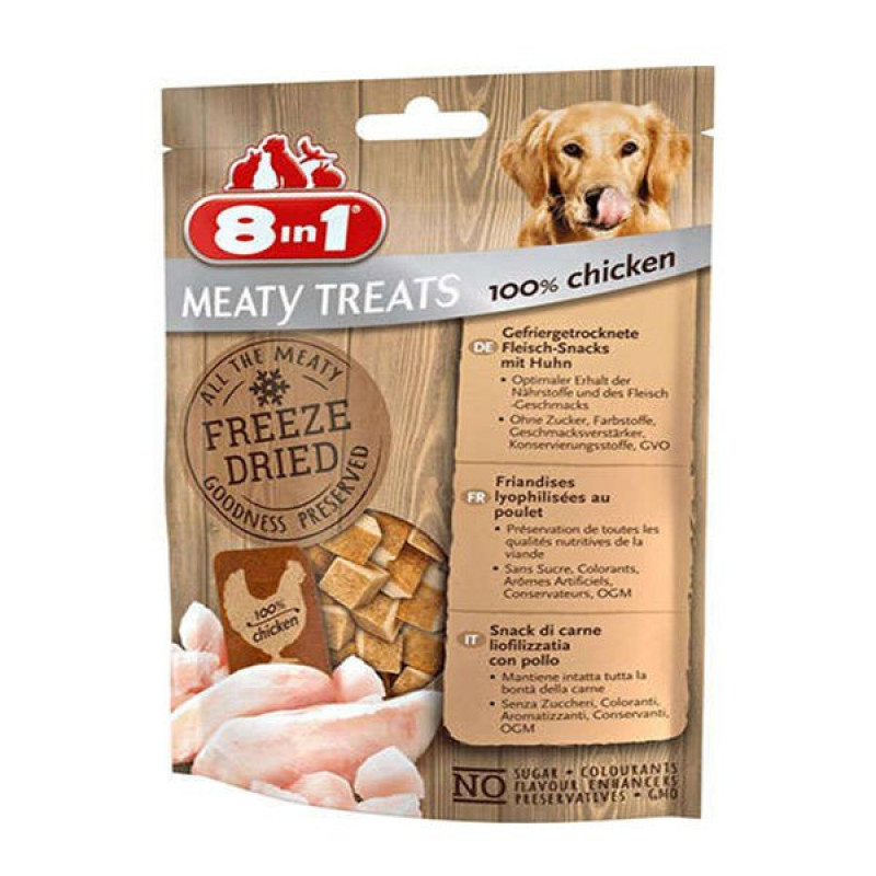 8in1 Meaty Treats Freeze Dried Chicken & Carrot 50 Gr | Kurutulmuş Köpek Ödül Maması