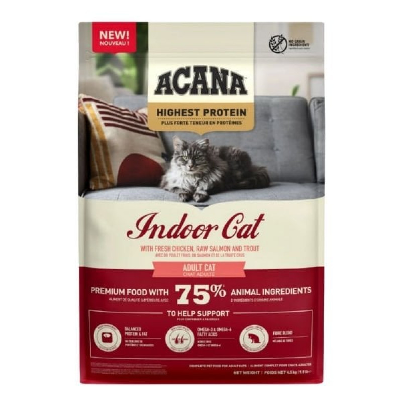 Acana Indoor Yüksek Proteinli 4.5 Kg Tavuklu ve Balıklı Yetişkin Kedi Maması 
