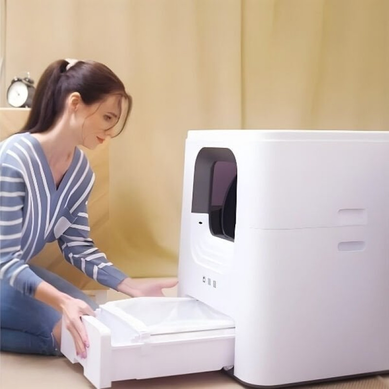 Aclium Otomatik Kedi Tuvaleti 55x57x65 Cm Beyaz