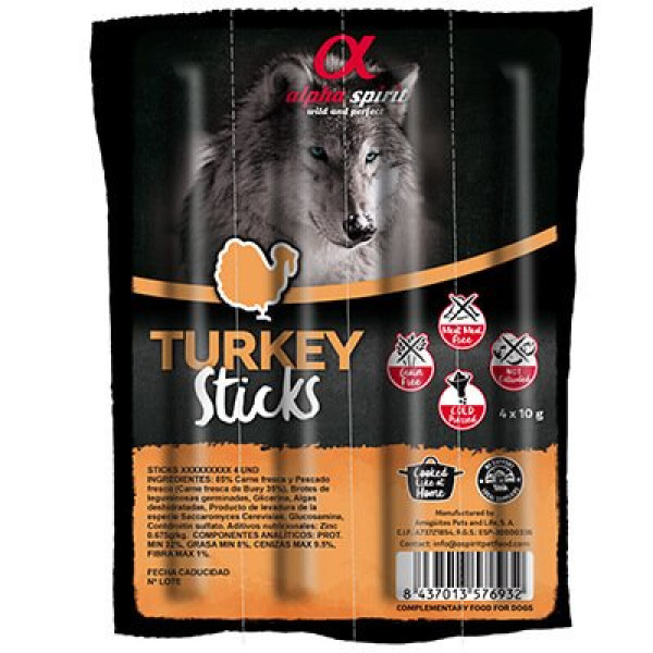Alpha Spirit 4 Adet Hindili Sticks 10 Gr | Köpek Kemik Ödül Maması