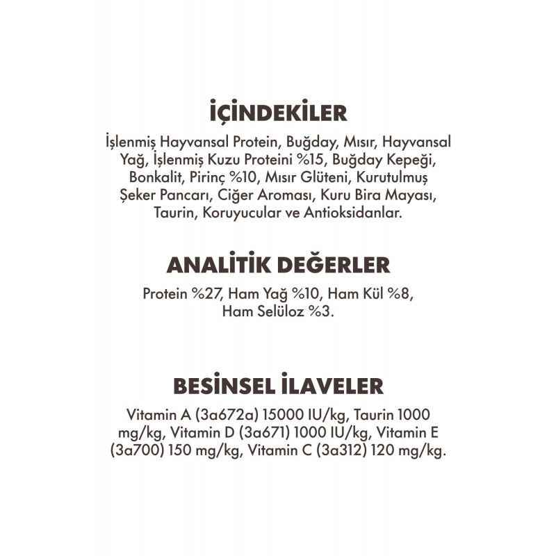 Animal World 1.5 Kg Kuzu Etli Yetişkin Kedi Maması