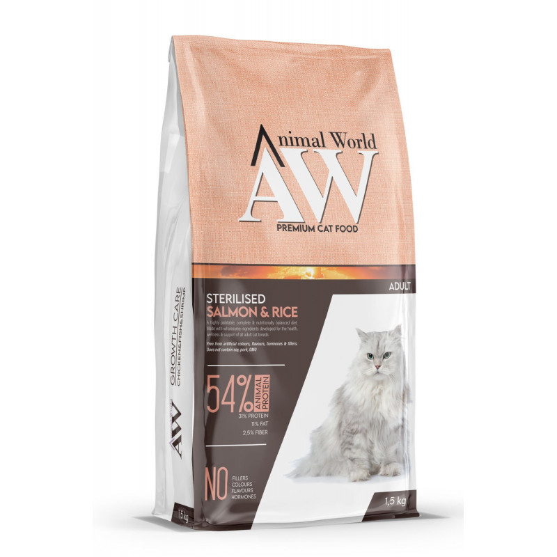 Animal World Sterilised Somonlu Kısırlaştırılmış 1.5 Kg Kedi Maması