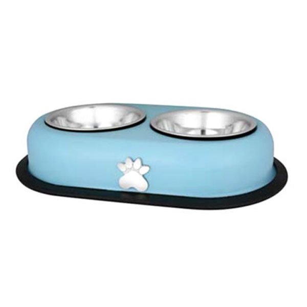 Ankur 12 Cm Patı Desenli İkili Çelik Mama Kabı | İkili Mama Ve Su Kabı