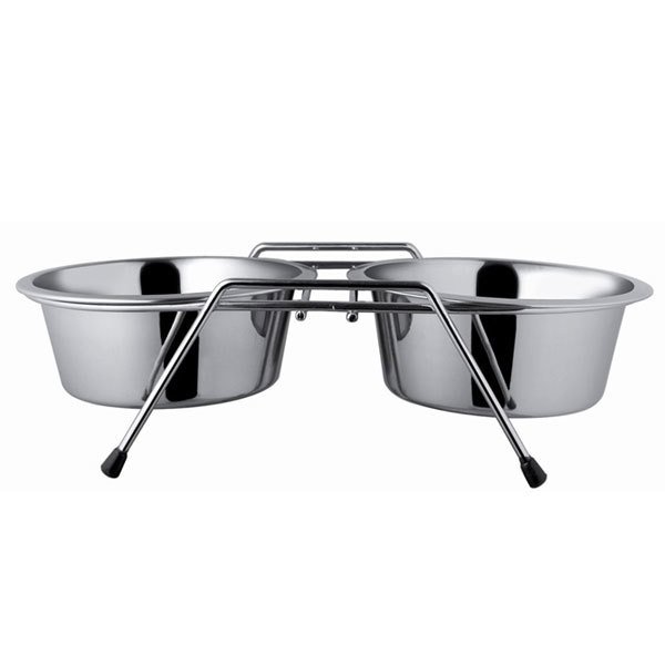 Ankur 13,5 Cm Çelik Ayaklı İkili Metal Mama Kabı | Metal Mama Ve Su Kabı