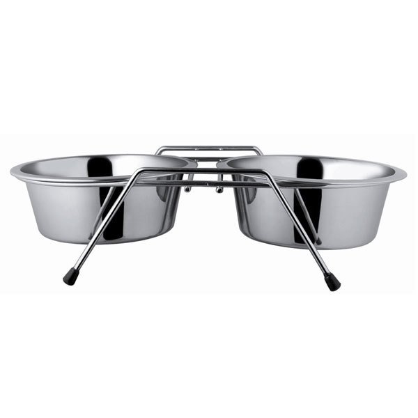 Ankur 25 Cm Çelik Ayaklı İkili Metal Mama Kabı | Metal Mama Ve Su Kabı