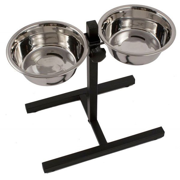 Ankur 25 Cm Çelik Ayarlanır Ayaklı İkili Metal Mama Kabı | Metal Mama Ve Su Kabı