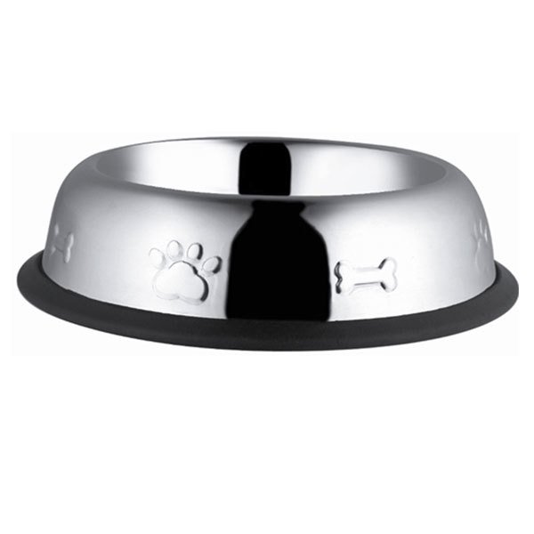 Ankur Asbe16 Oz 15,5 Cm Çelik Mama Kabı Oval Desenli | Metal Mama Ve Su Kabı