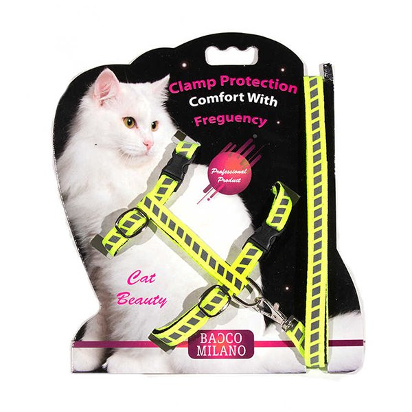 Bacco Milano Reflektörlü Göğüs Tasması Sarı | Kedi Göğüs Tasması