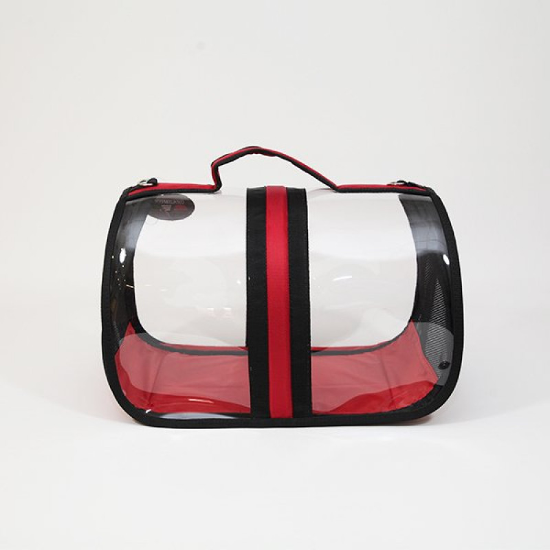 Bacco Milano Şeffaf Taşıma Çantası Kırmızı | Köpek Taşıma Çantası Ve Kafes