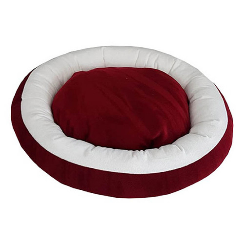 Bedspet Simit Yatak Bordo-Beyaz | Kumaş Köpek Yatağı Bedspet Simit Yatak Bordo-Beyaz | Kumaş Köpek Yatağı