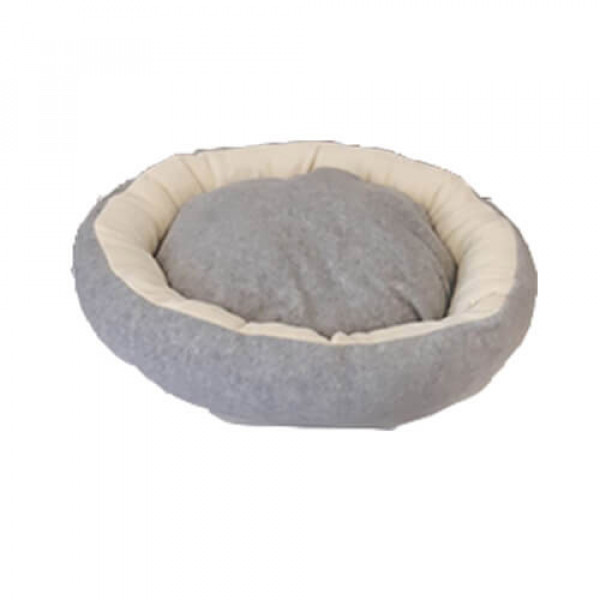 Bedspet Simit Yatak Gri-Krem | Kumaş Köpek Yatağı