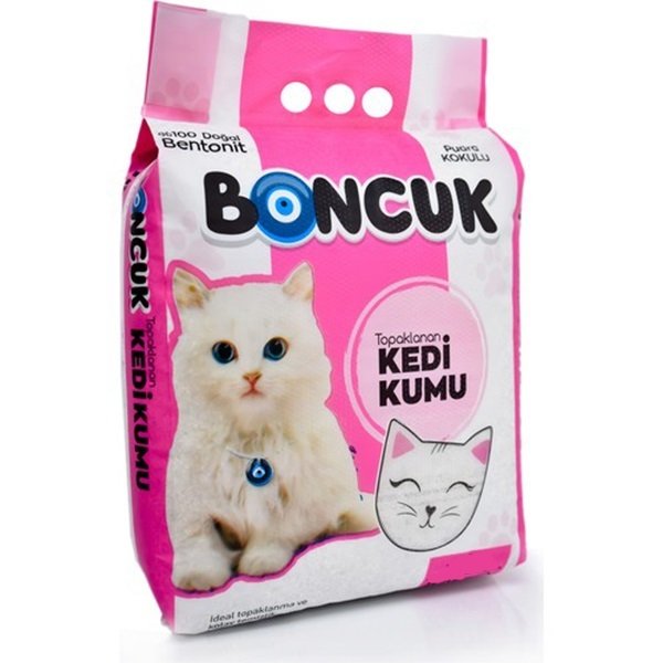 Boncuk Bebek Pudra Kokulu İnce Taneli Topaklanan Kedi Kumu 5 Lt | Doğal Kedi Kumu