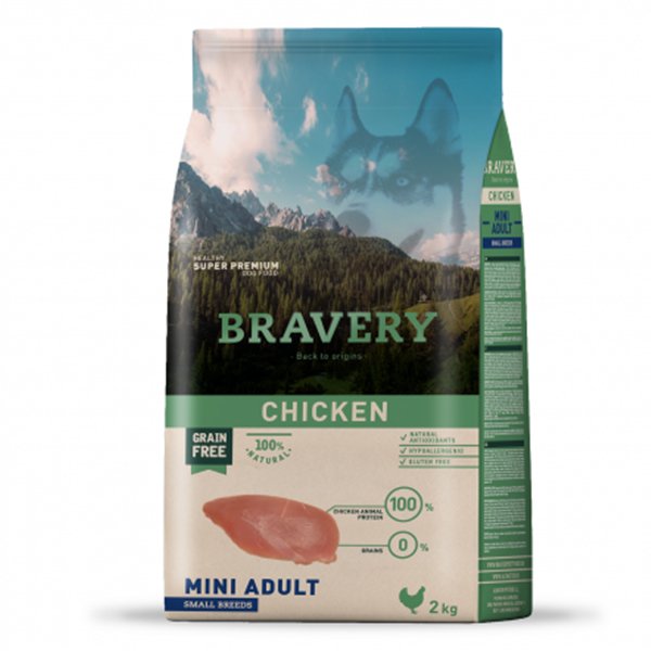 Bravery 2 Kg Küçük Irk Tavuklu Tahılsız Yetişkin | Yetişkin Köpek Kuru Maması