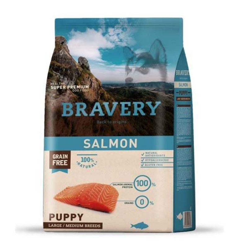 Bravery 4 Kg Orta ve Büyük Irk Somonlu Tahılsız Yavru | Yavru Köpek Kuru Maması Bravery 4 Kg Orta ve Büyük Irk Somonlu Tahılsız Yavru | Yavru Köpek Kuru Maması
