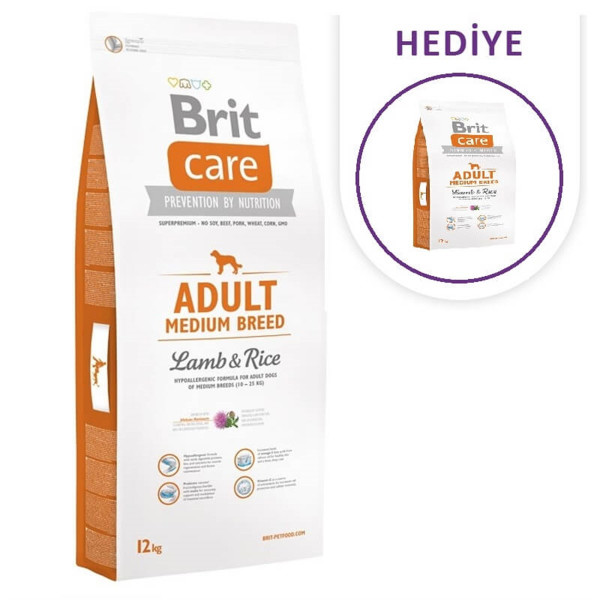 Brit Care 12 Kg Adult Medium Breed Lamb & Rice | Yetişkin Köpek Kuru Maması