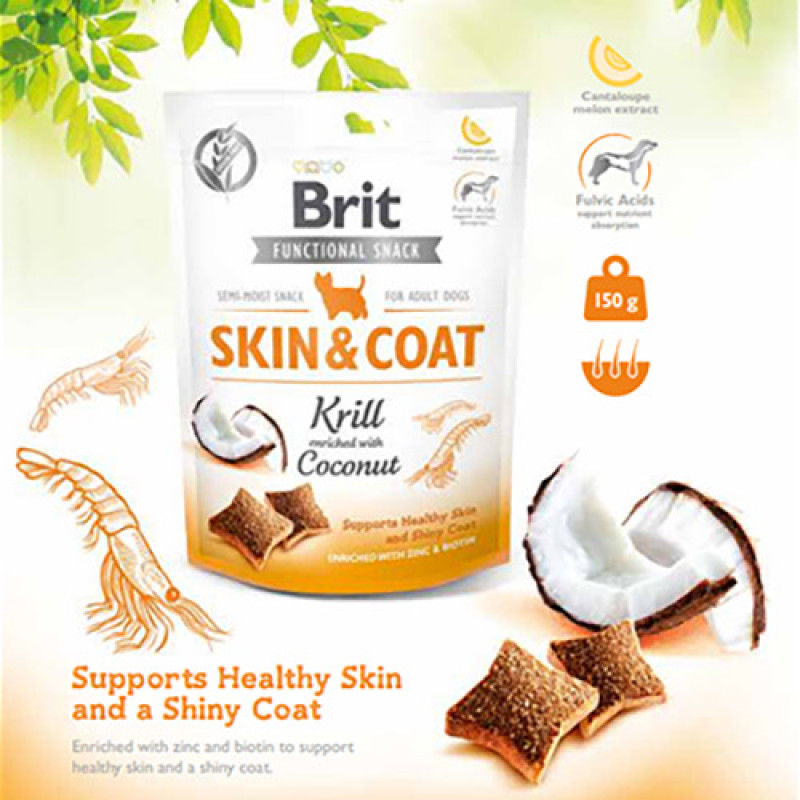 Brit Care 150 Gr Dog Functional Snack Skin & Coat Krill | Köpek Atıştırmalık Ödül Maması