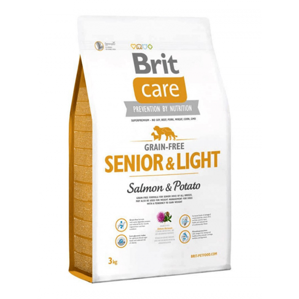Brit Care 3 Kg Grain-Free Senior Light Salmon & Potato | Köpek Diyet Light Kuru Mama