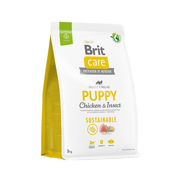 Brit Care 3 Kg Sustainable Puppy Tavuk Ve Böcek | Yavru Köpek Kuru Maması