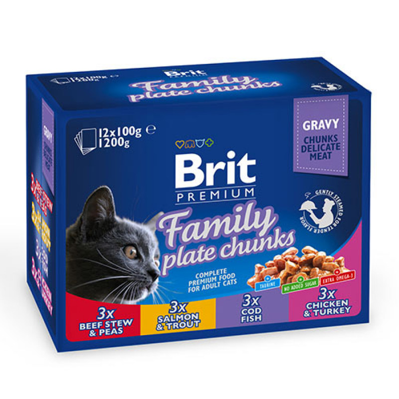 Brit Premium 12 Adet Cat Pouches Family Plate 100 Gr | Yetişkin Kedi Maması Brit Premium 12 Adet Cat Pouches Family Plate 100 Gr | Yetişkin Kedi Maması