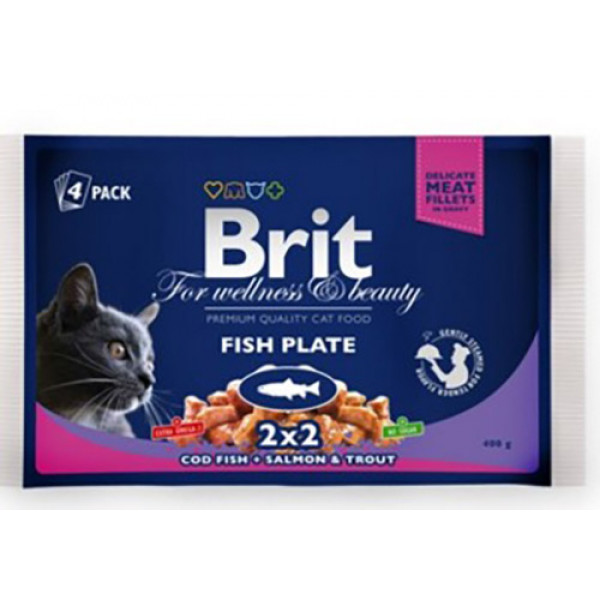 Brit Premium 4 Adet Cat Pouches Fish Plate 100 Gr | Yetişkin Kedi Maması