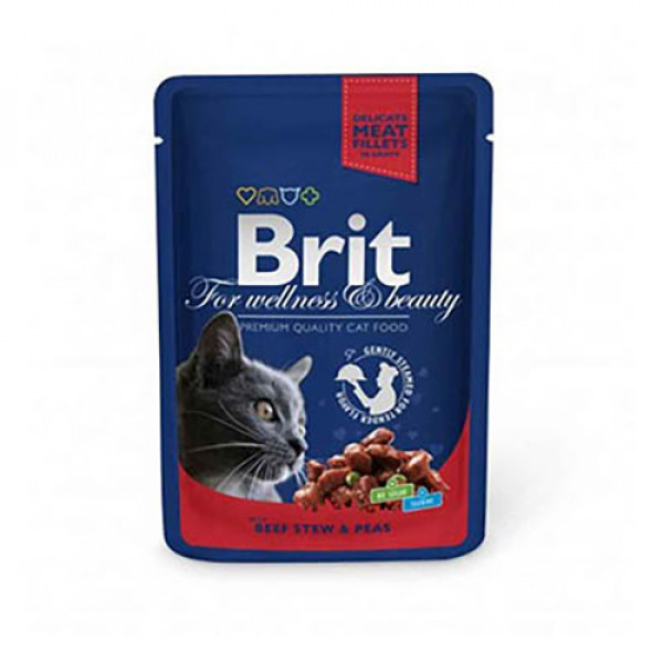Brit Premium 6 Adet Cat Pouches Dana Yahni & Bezelye 100 Gr | Yetişkin Kedi Maması