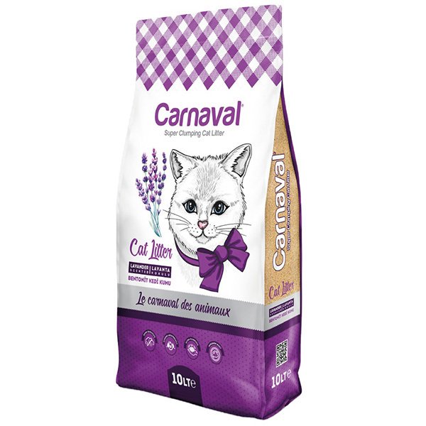 Carnaval 10 Lt Lavanta Kokulu Topaklanan Bentonit Kum İnce | Granül Kedi Kumu