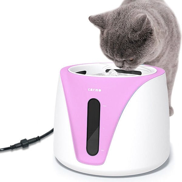 Carno 2 Lt Otomatik Suluk Beyaz Pembe 19x19x15,5 Cm | Köpek Otomatik Mama Kabı