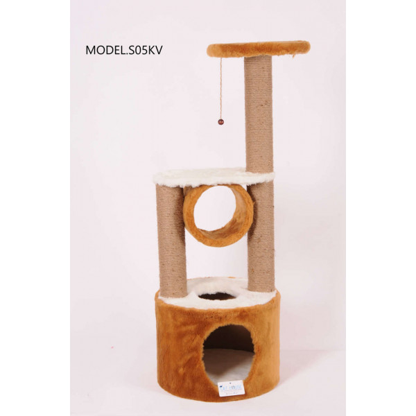 Cat Hause 112 Cm Yuvalı Katlı Kedi Tırmalama Kahve | Platformlu Kedi Tırmalama Tahtası