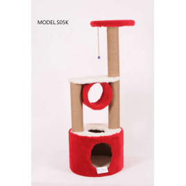 112 Cm Yuvalı Katlı Kedi Tırmalama Kırmızı | Kedi Evi 112 Cm Yuvalı Katlı Kedi Tırmalama Kırmızı | Kedi Evi