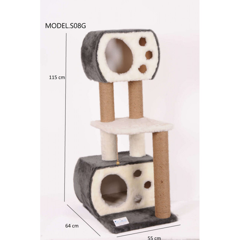 Cat Hause 115 Cm Çift Yuvalı Katlı Kedi Tırmalama Gri | Tırmalama Tahtalı Kedi Evi Cat Hause 115 Cm Çift Yuvalı Katlı Kedi Tırmalama Gri | Tırmalama Tahtalı Kedi Evi