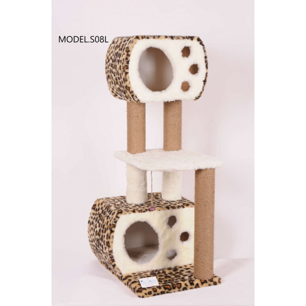 Cat Hause 115 Cm Çift Yuvalı Katlı Kedi Tırmalama Leopar | Kedi Evi