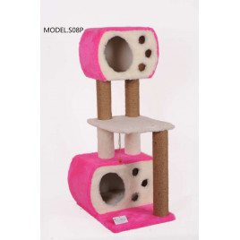115 Cm Çift Yuvalı Katlı Kedi Tırmalama Pembe | Kedi Evi 115 Cm Çift Yuvalı Katlı Kedi Tırmalama Pembe | Kedi Evi