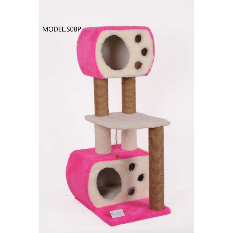 Cat Hause 115 Cm Çift Yuvalı Katlı Kedi Tırmalama Pembe | Kedi Evi Cat Hause 115 Cm Çift Yuvalı Katlı Kedi Tırmalama Pembe | Kedi Evi