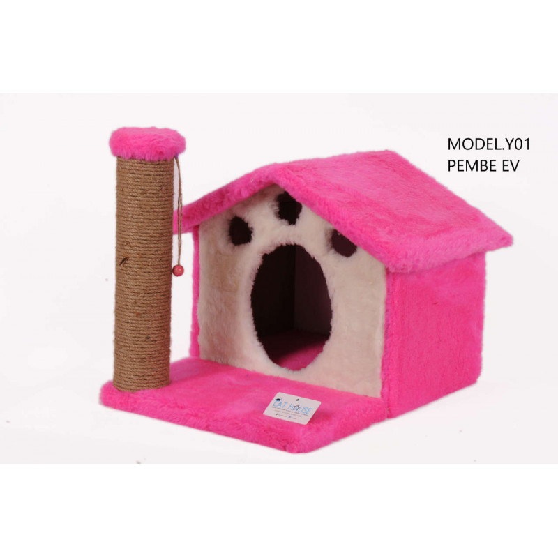 Cat Hause 45 Cm Ev Yuvalı Kedi Tırmalama Pembe | Kedi Evi Cat Hause 45 Cm Ev Yuvalı Kedi Tırmalama Pembe | Kedi Evi