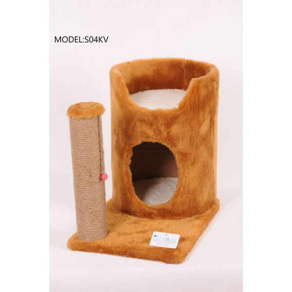 Cat Hause 47 Cm Oval Yuvalı Kedi Tırmalama Kahve | Tırmalama Tahtalı Kedi Evi