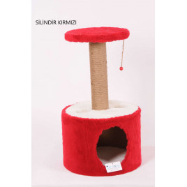 72 Cm Silindir Yuvalı Kedi Tırmalama Kırmızı | Tırmalama Tahtalı Kedi Evi 72 Cm Silindir Yuvalı Kedi Tırmalama Kırmızı | Tırmalama Tahtalı Kedi Evi
