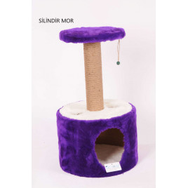 72 Cm Silindir Yuvalı Kedi Tırmalama Mor | Kedi Evi