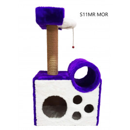 90 Cm Tünelli Yataklı Kedi Tırmalama Mor | Kedi Evi 90 Cm Tünelli Yataklı Kedi Tırmalama Mor | Kedi Evi