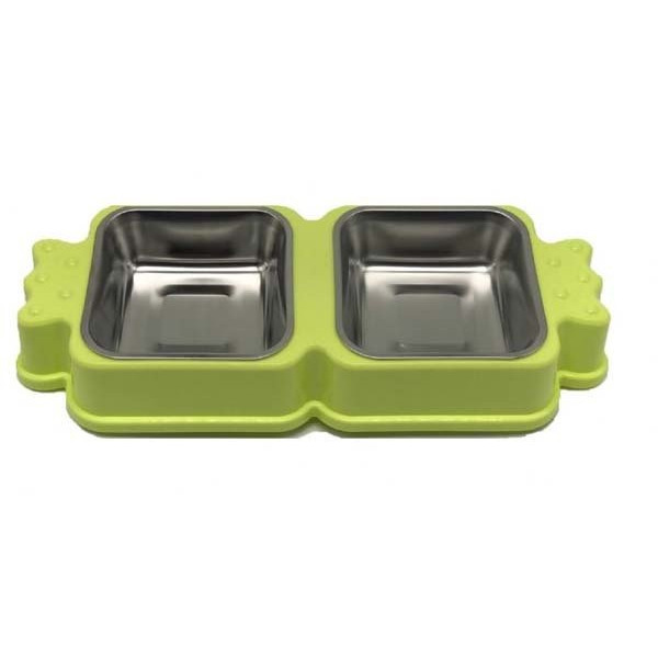 Catdoglife Niew Design Kare İkili Şekilli Mama Kabı | İkili Mama Ve Su Kabı