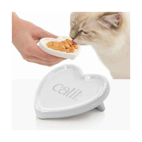 Catit Creamy Seramik Sıvı Ödül Dondurma Kabı Kalp | Kedi Aksesuarı
