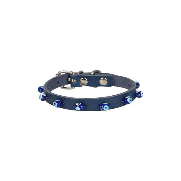 Cattie 20-23 Cm 1 Mm Boncuklu Deri Küçük Irk Boyun Medium Royal Mavi | Kedi Boyun Tasması