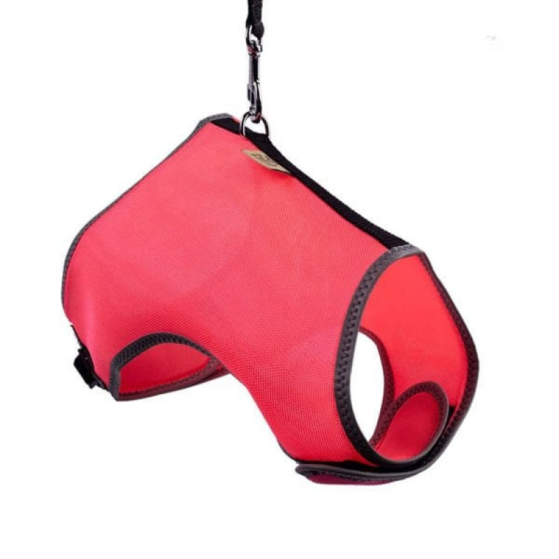 Cattie L Havalı Dokuma Göğüs ve Gezdirme Takımı Pembe 1.5x30-40 Cm | Kedi Gezdirme Tasması