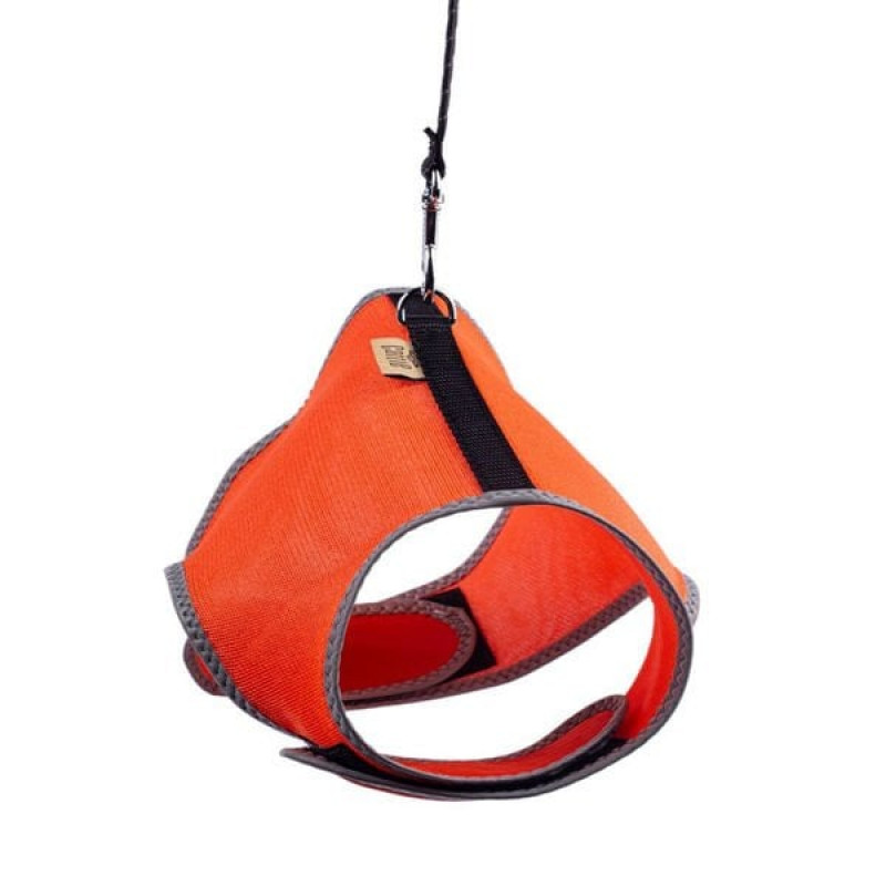 Cattie L Havalı Dokuma Göğüs ve Gezdirme Takımı Turuncu 1.5x30-40 Cm | Kedi Gezdirme Tasması