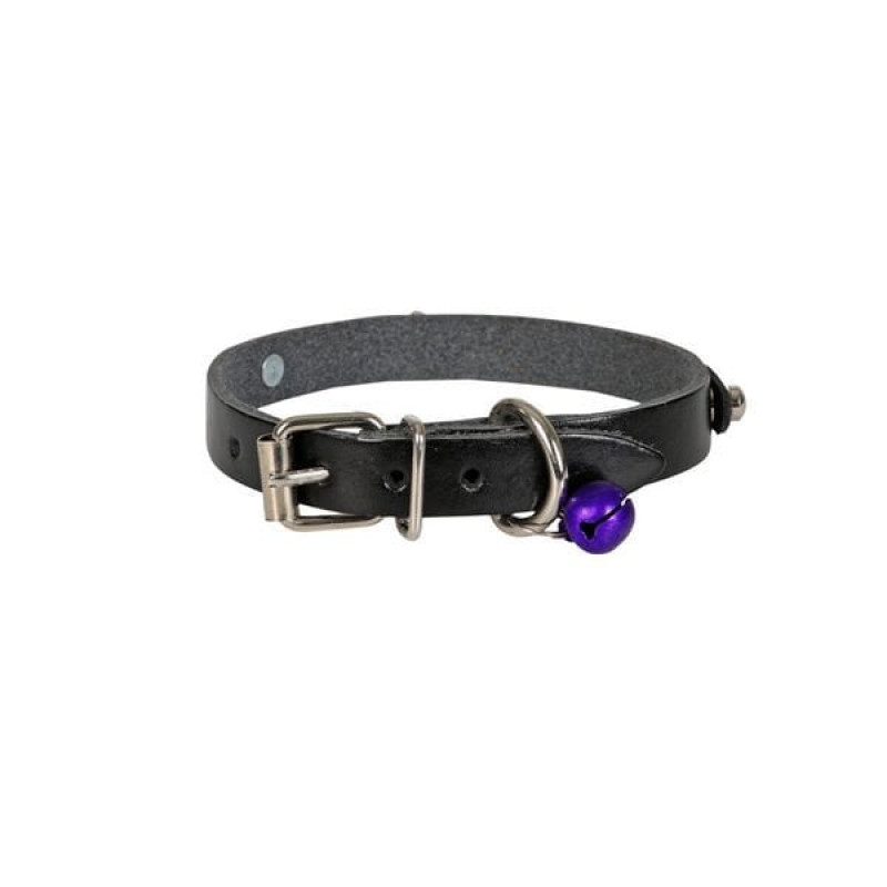 Cattie L İsimlikli El Yapımı Gerçek Deri Boyun Tasması Siyah 1.2x23-27 Cm | Kedi Boyun Tasması