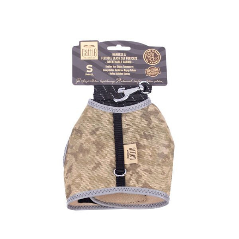 Cattie S Havalı Dokuma Göğüs ve Gezdirme Takımı Kamuflaj 1x20-30 Cm | Kedi Göğüs Tasması Cattie S Havalı Dokuma Göğüs ve Gezdirme Takımı Kamuflaj 1x20-30 Cm | Kedi Göğüs Tasması