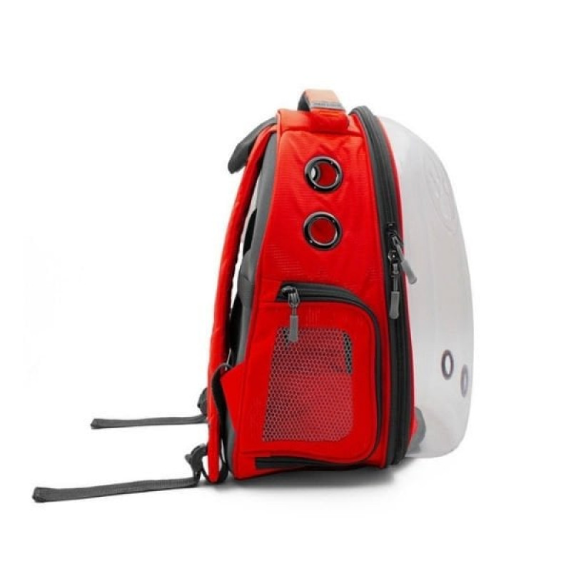 Cattie Şeffaf Kedi ve Küçük Irk Köpek Taşıma Sırt Çantası Kırmızı 25x30x40 Cm | Köpek Taşıma Çantası Ve Kafes
